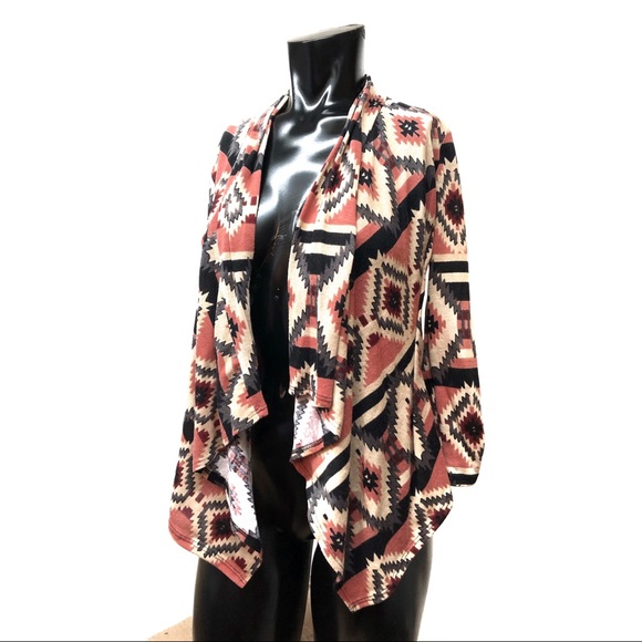 Living Doll Tribal Print Open Sweater - Picture 2 of 4